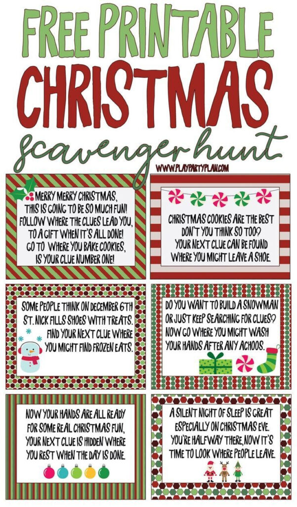 Best Ever Christmas Scavenger Hunt   Play Party Plan