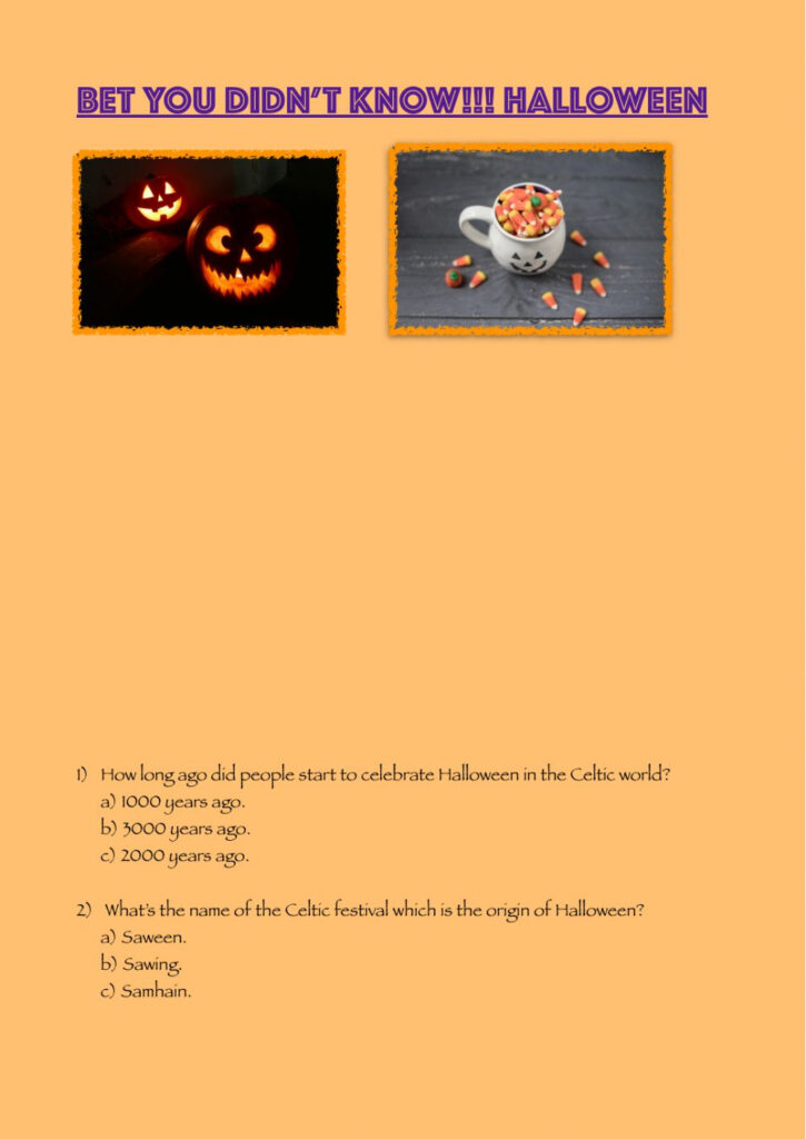 Bet You Didn't Know: Halloween Worksheet