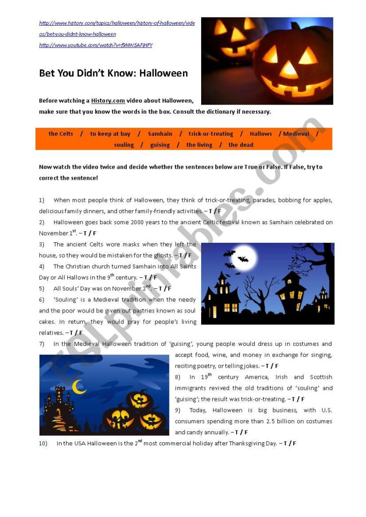 Bet You Didn´t Know: The History Of Halloween (Video) Esl Bet You Didn´t Know: The History Of Halloween (Video) Esl