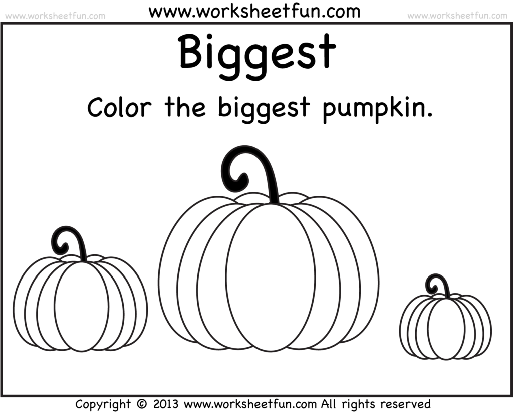 Biggest And Smallest Pumpkin – 2 Worksheets / Free Printable