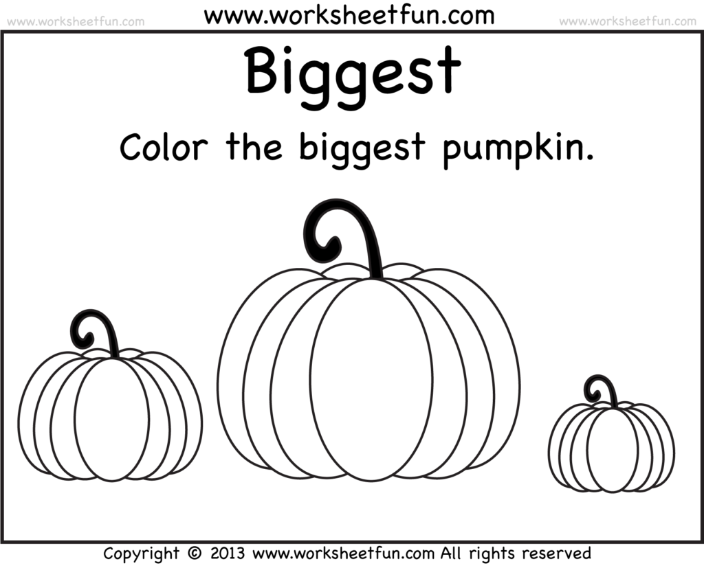Biggest And Smallest Pumpkin – 2 Worksheets / Free Printable Biggest And Smallest Pumpkin – 2 Worksheets / Free Printable