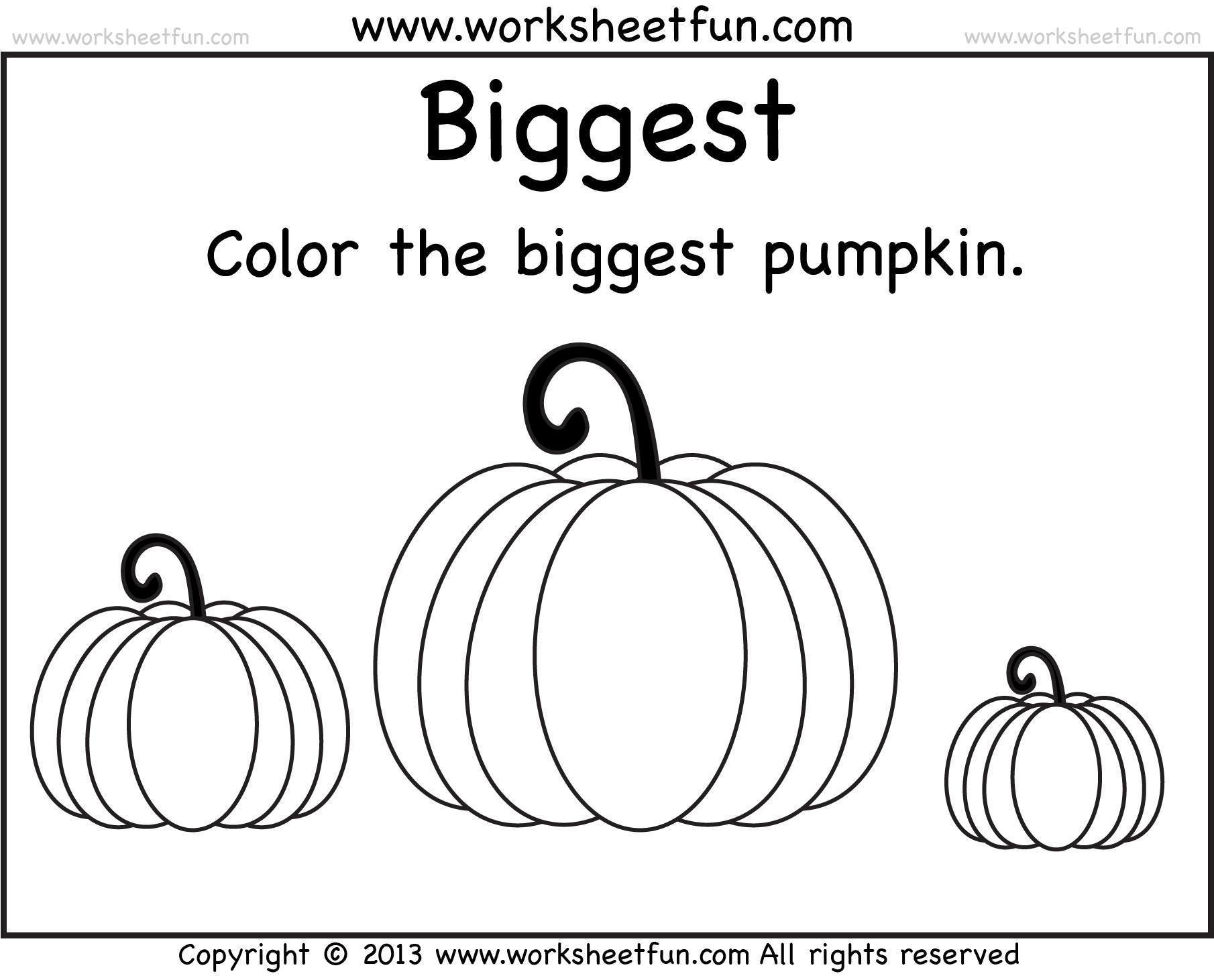Biggest And Smallest Pumpkin – 2 Worksheets / Free Printable