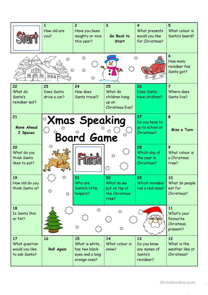 Board Game   Christmas & Santa   English Esl Worksheets For