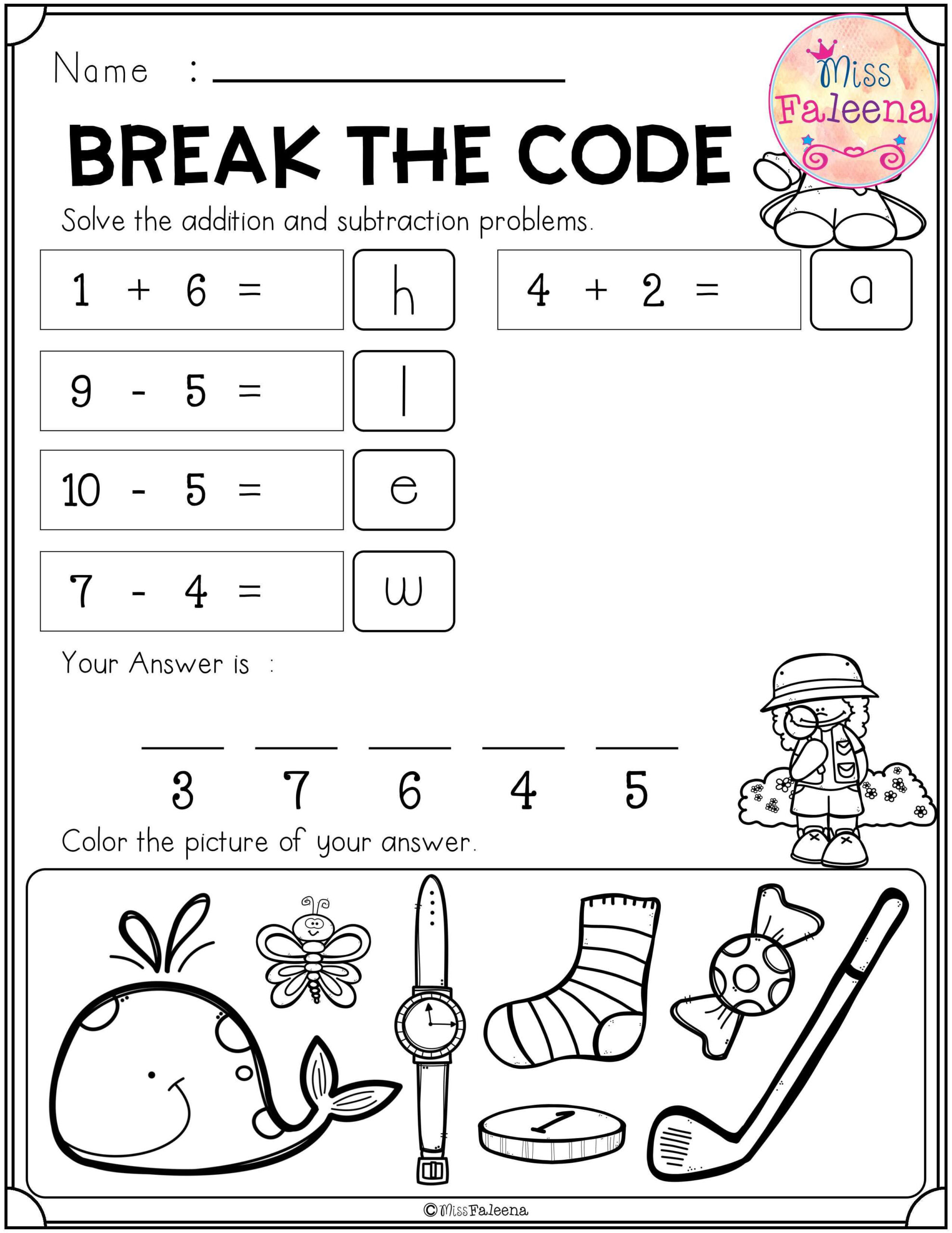 Break The Code: Math And Beginning Sounds | Subtraction throughout Alphabet Code Worksheets Free