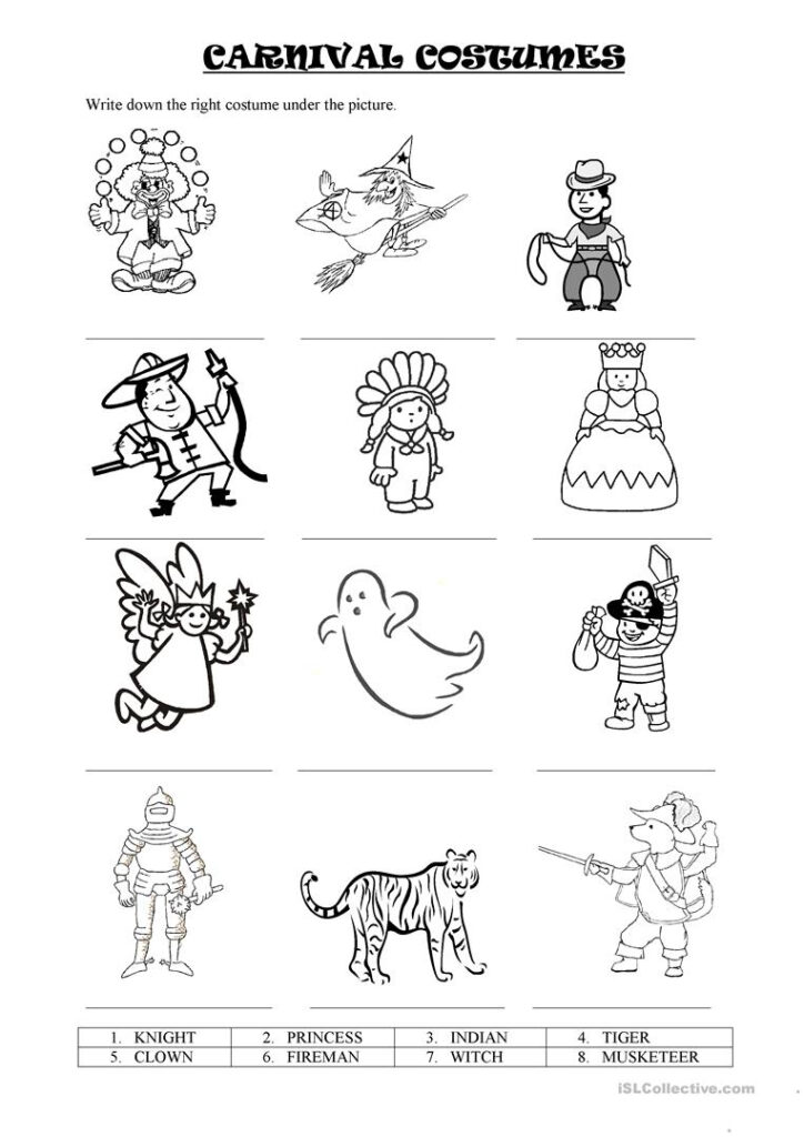 Carnival Costumes   English Esl Worksheets For Distance