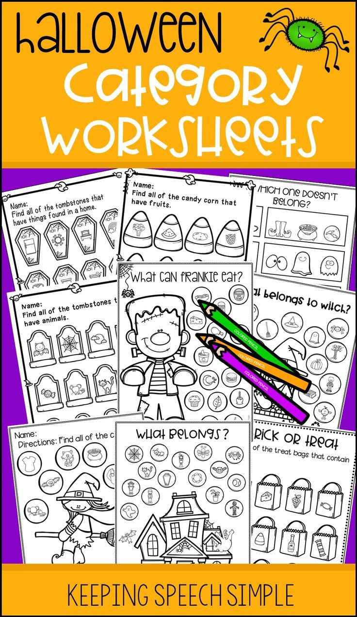 Categories No Prep Worksheets - Halloween Themed | Preschool