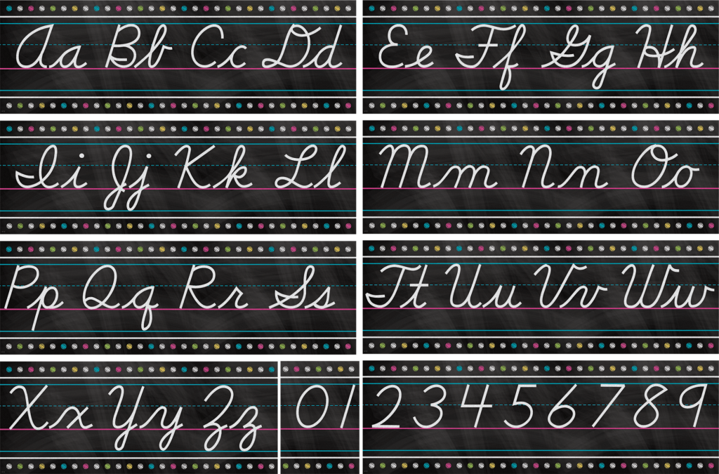Chalkboard Brights Cursive Writing Bulletin Board Display Set