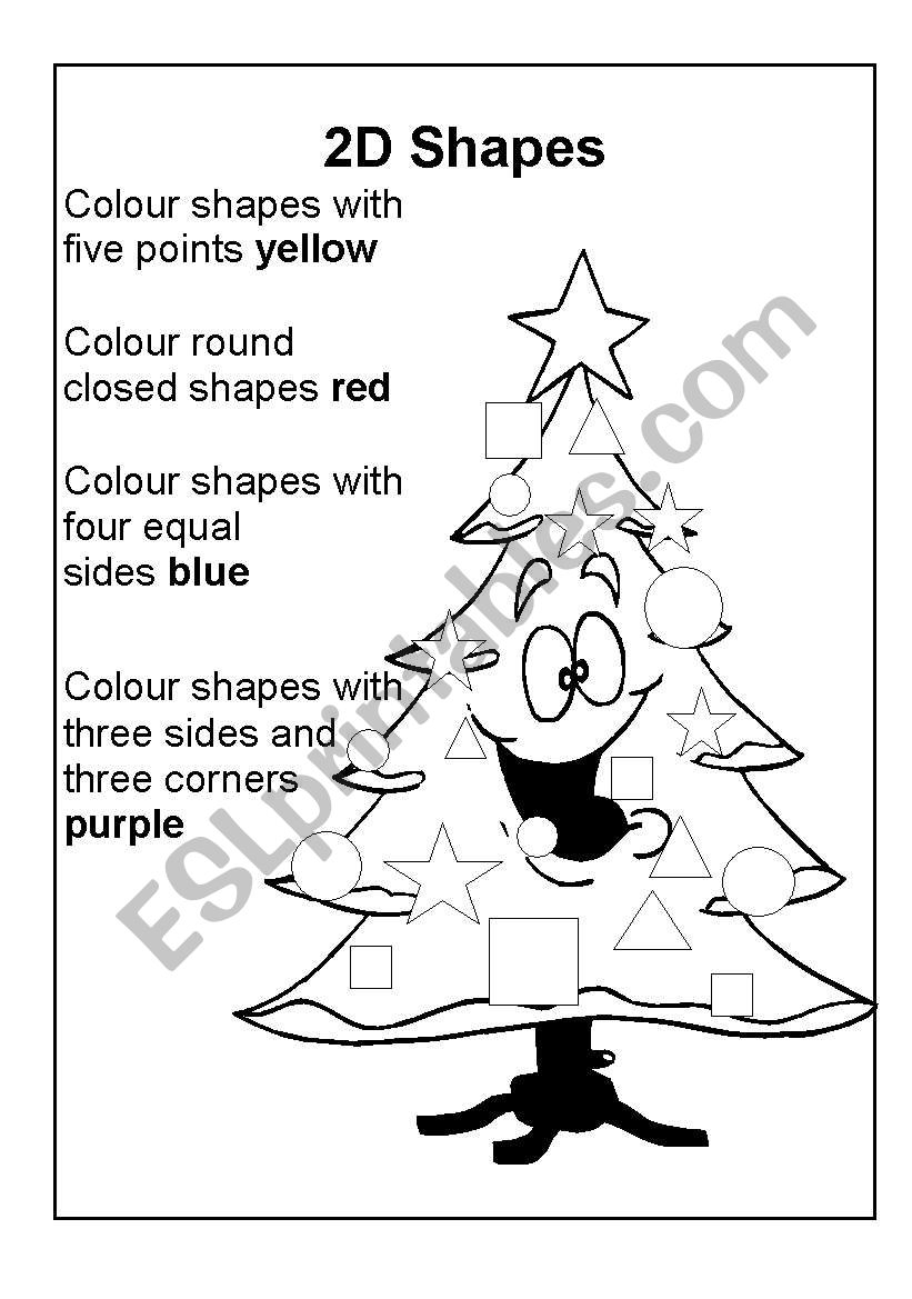 Christmas 2D Shapes - Esl Worksheettina18270
