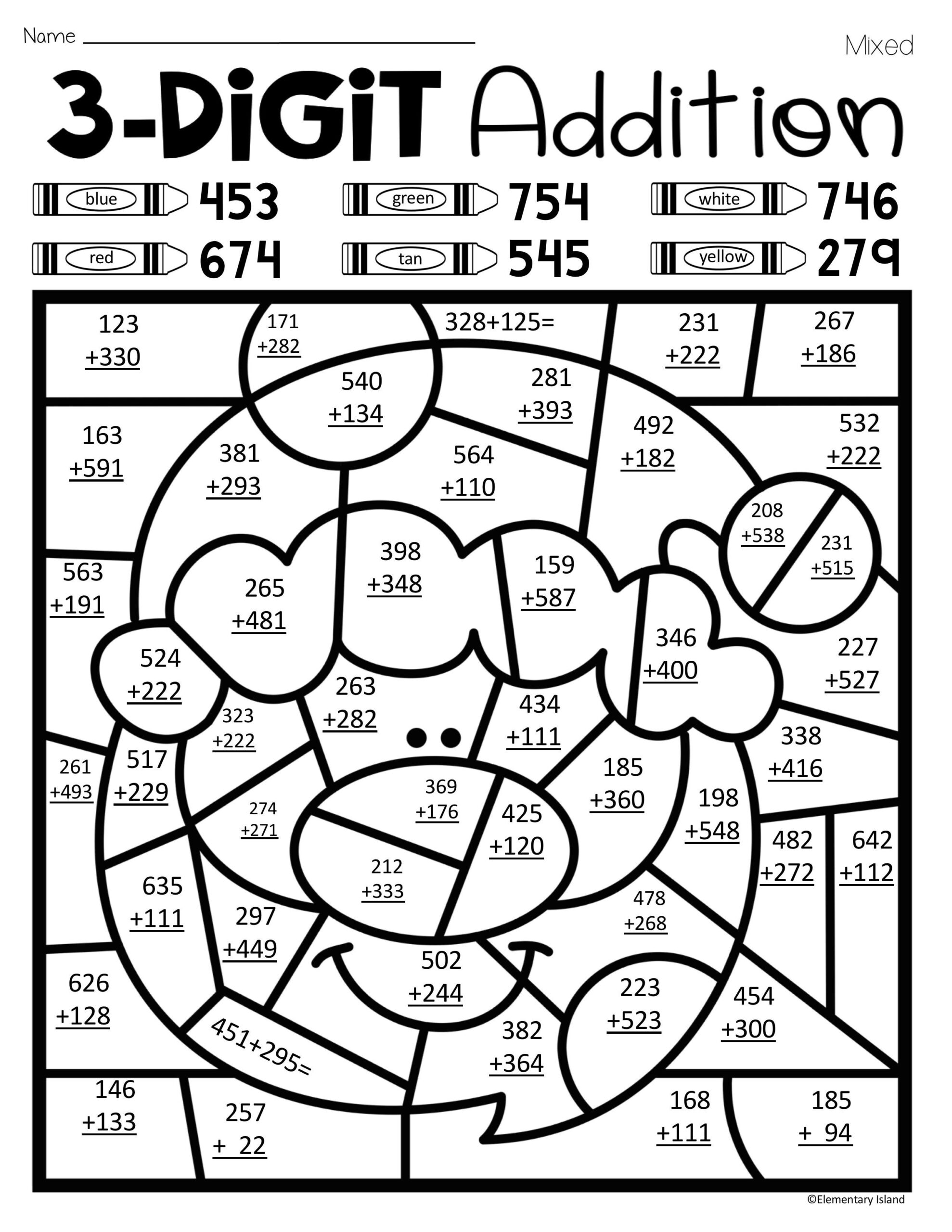 Christmas 3-Digit Addition Colorcode | Addition Coloring