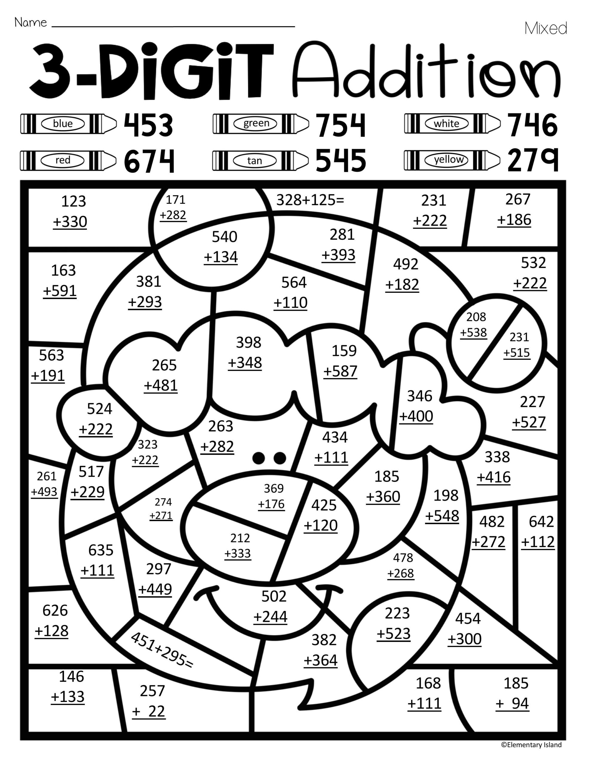 Christmas 3-Digit Addition Colorcode | Addition Coloring