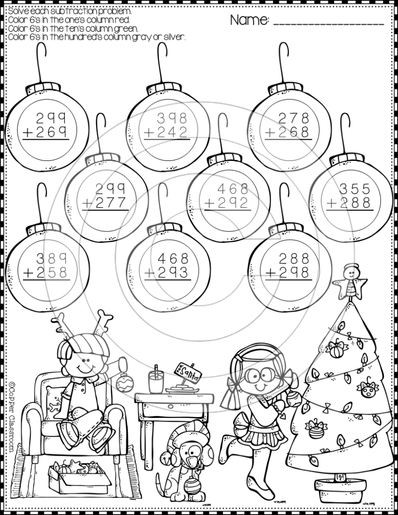 Christmas 3 Digit Addition With Regrouping | Christmas Math