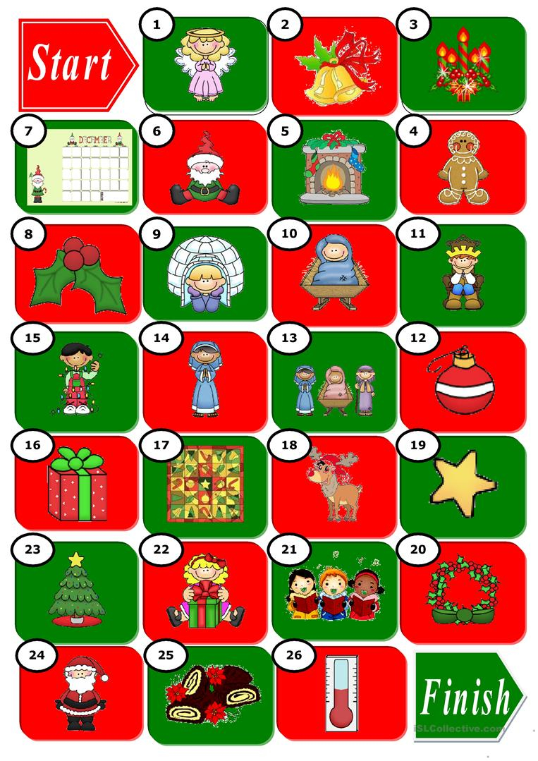 Christmas Abc Boardgame - English Esl Worksheets For