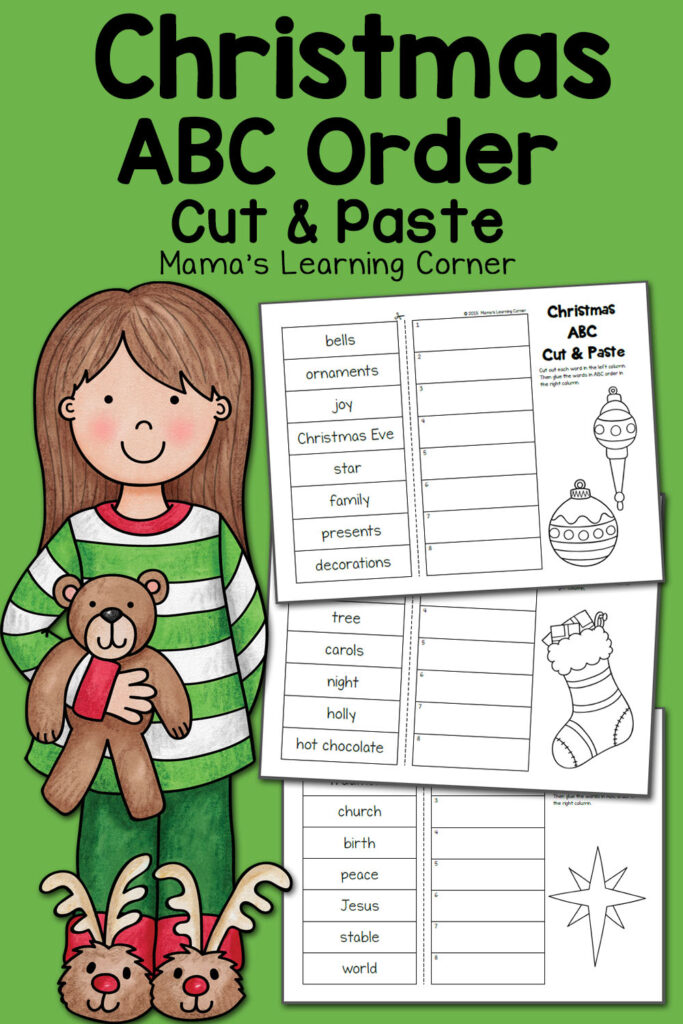 Christmas Abc Order Worksheets: Cut And Paste!   Mamas