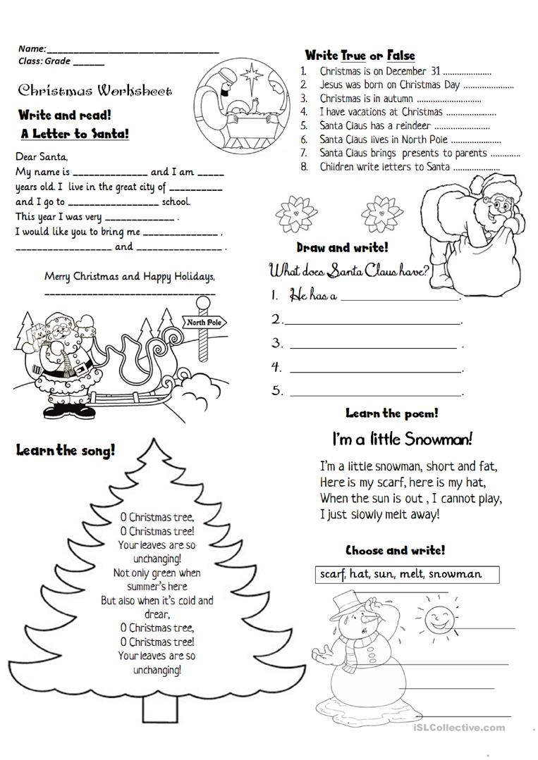 Christmas Activities - English Esl Worksheets For Distance