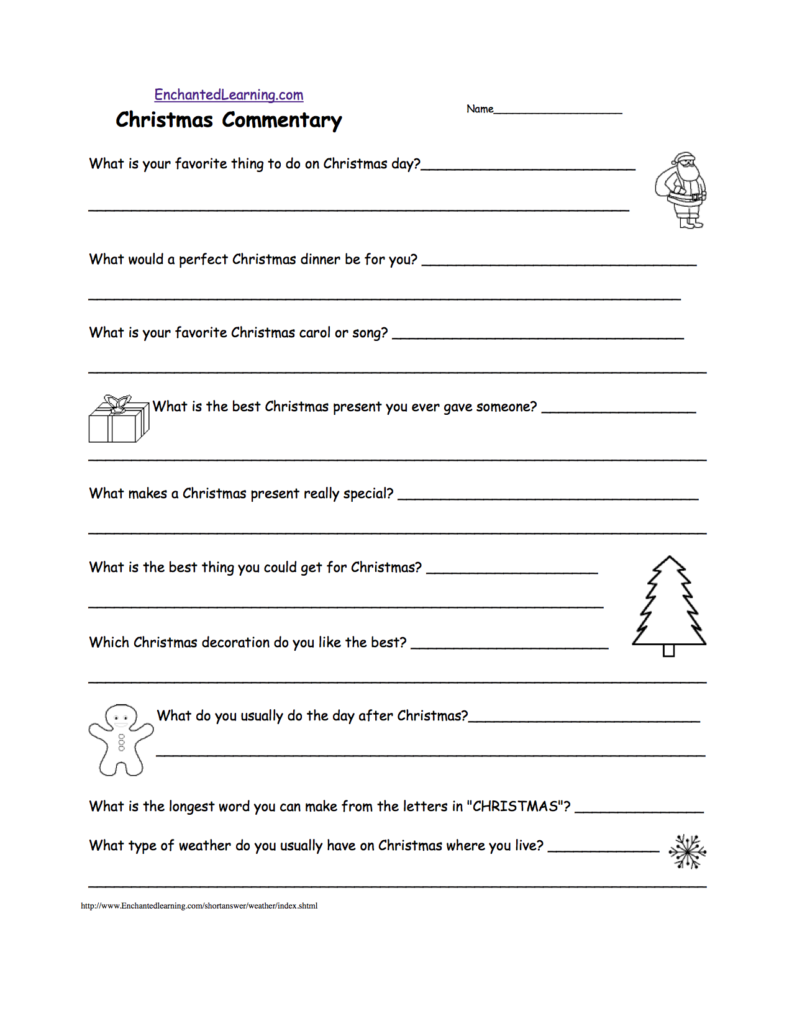 Christmas Activities: Writing Worksheets   Enchantedlearning