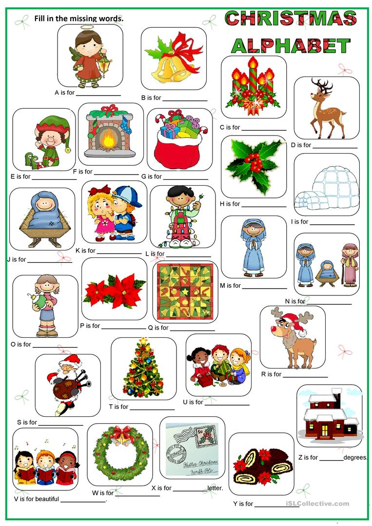 Christmas Alphabet - English Esl Worksheets For Distance