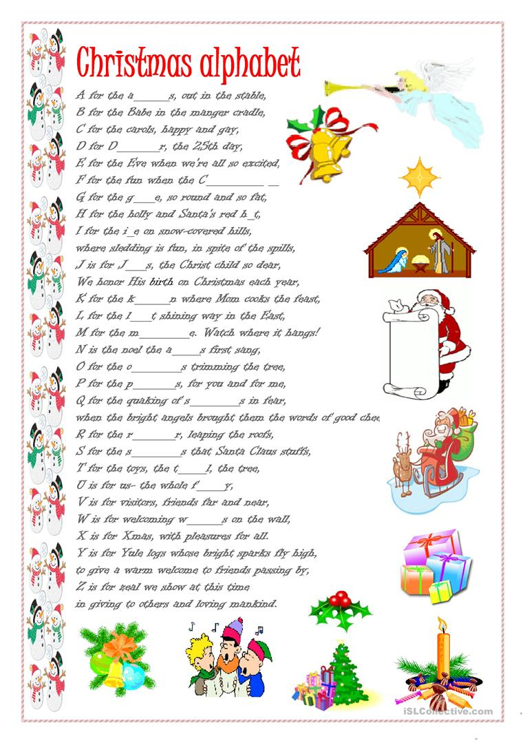 Christmas Alphabet - English Esl Worksheets For Distance