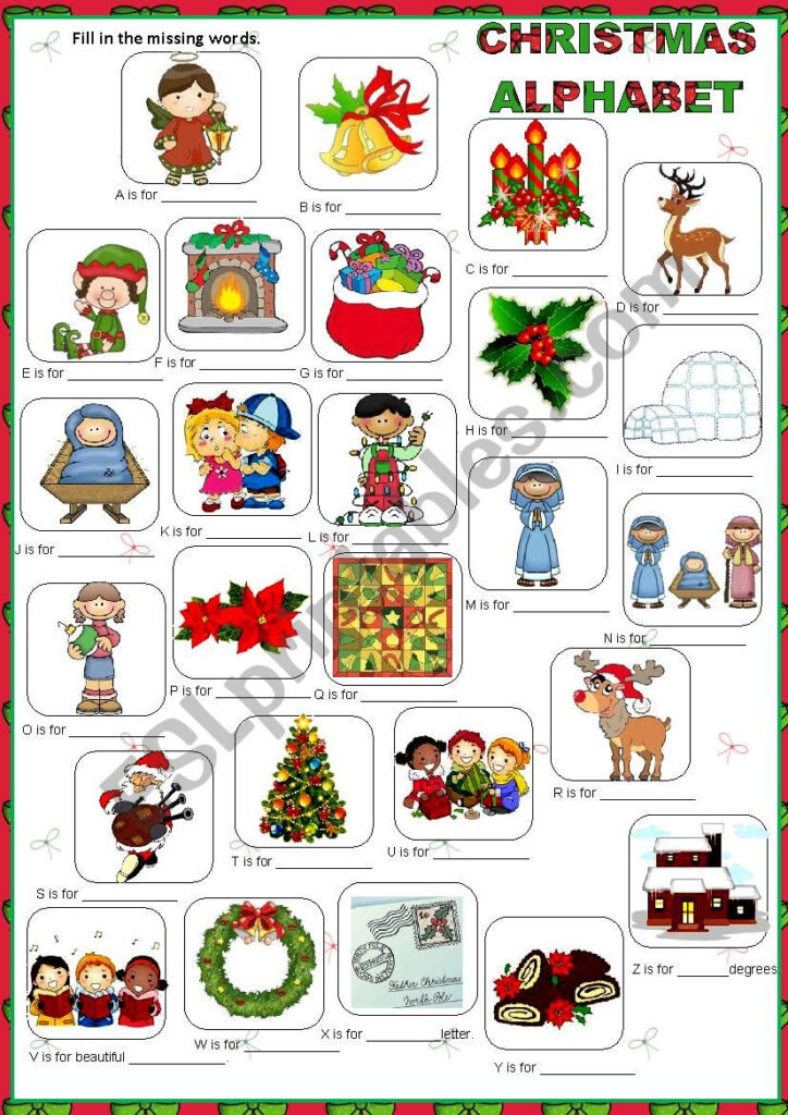 Christmas Alphabet   Esl Worksheetmacomabi