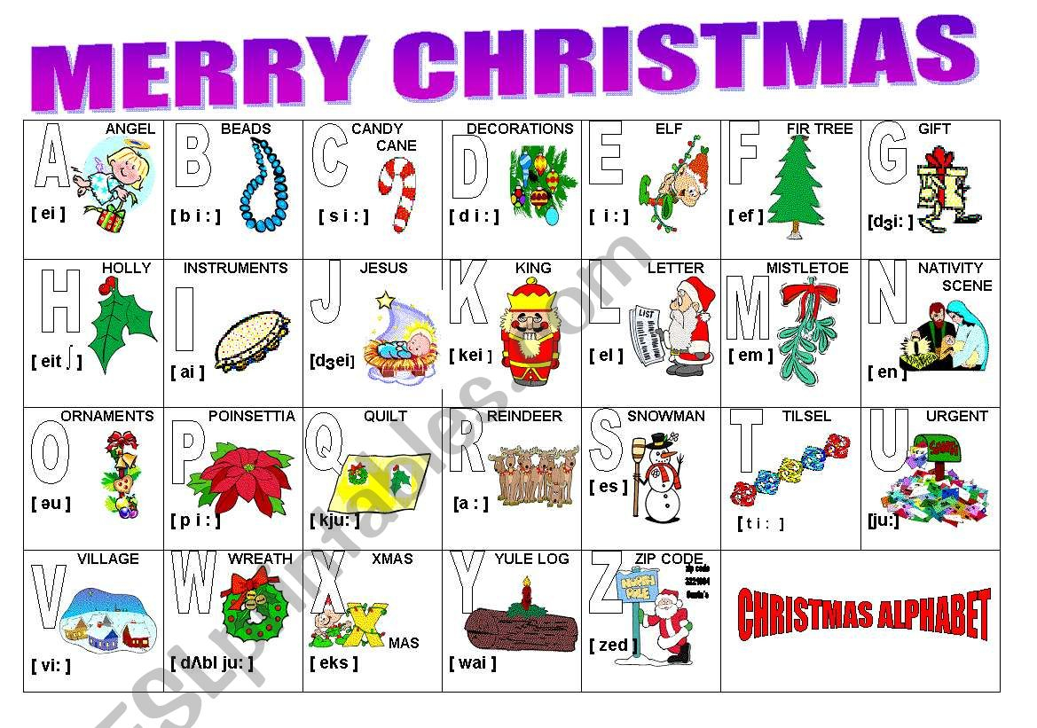 Christmas Alphabet - Esl Worksheetmilagrin