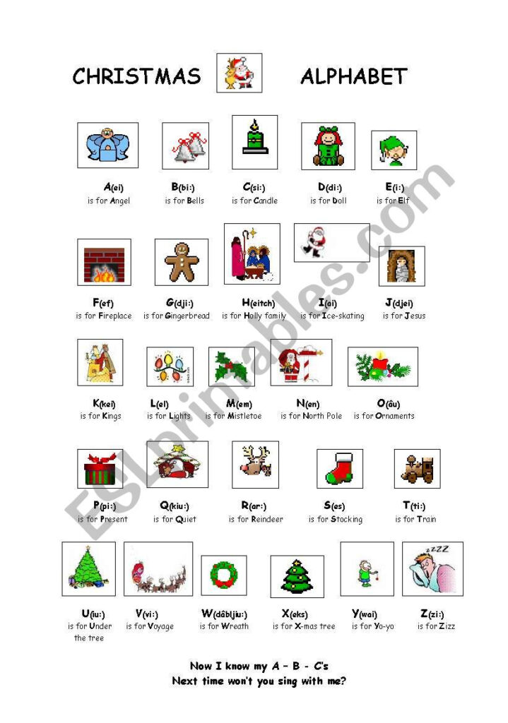 Christmas Alphabet   Esl Worksheetxblara