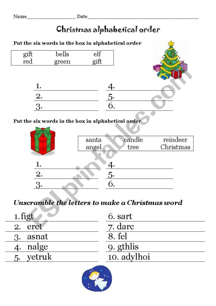 Christmas Alphabetical Order   Esl Worksheetcm Albert