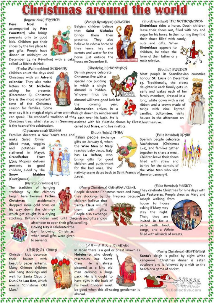 Christmas Around The World Worksheet   Free Esl Printable