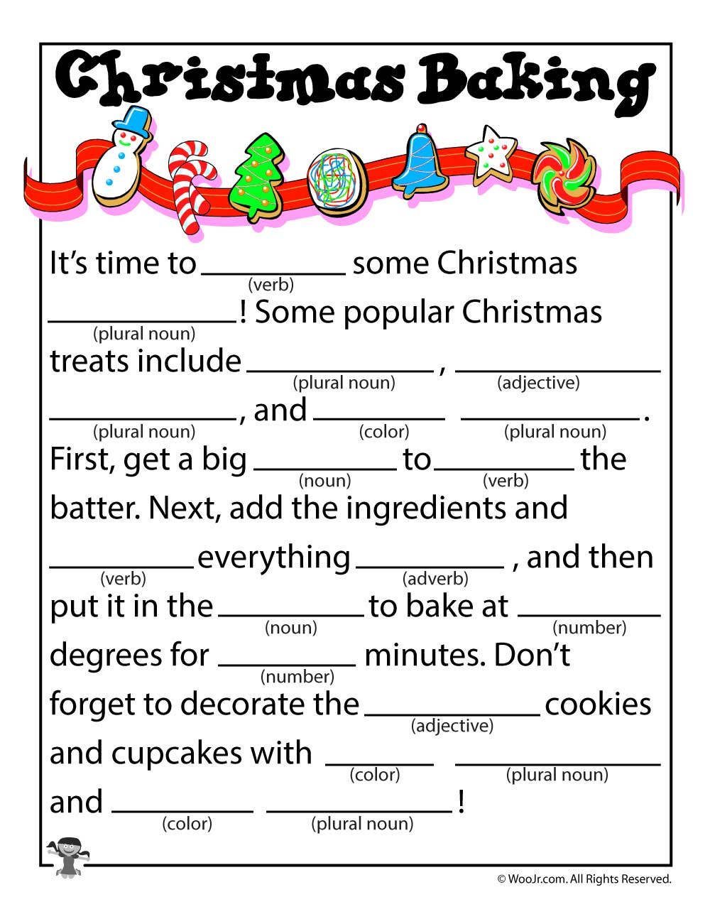 Christmas Baking Kid&amp;#039;s Mad Libs | Woo! Jr. Kids Activities