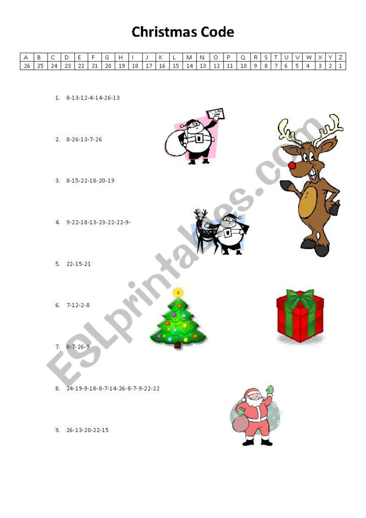 Christmas Code   Esl Worksheetdel10618