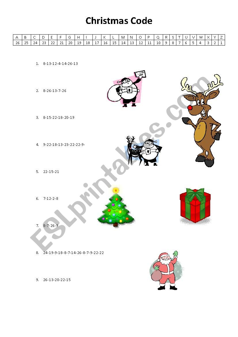 Christmas Code - Esl Worksheetdel10618
