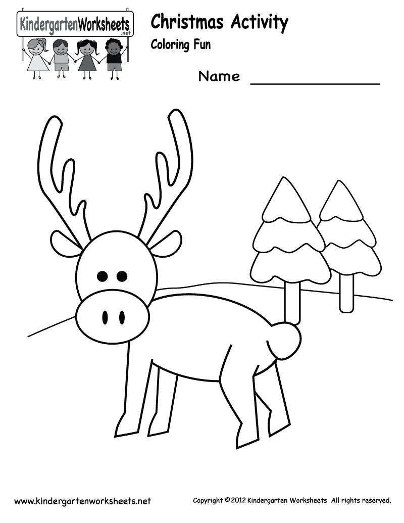 Christmas Coloring Worksheet - Free Kindergarten Holiday