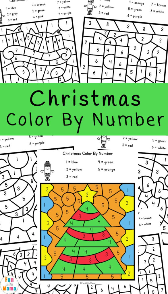 Christmas Colornumber Worksheets   Fun With Mama