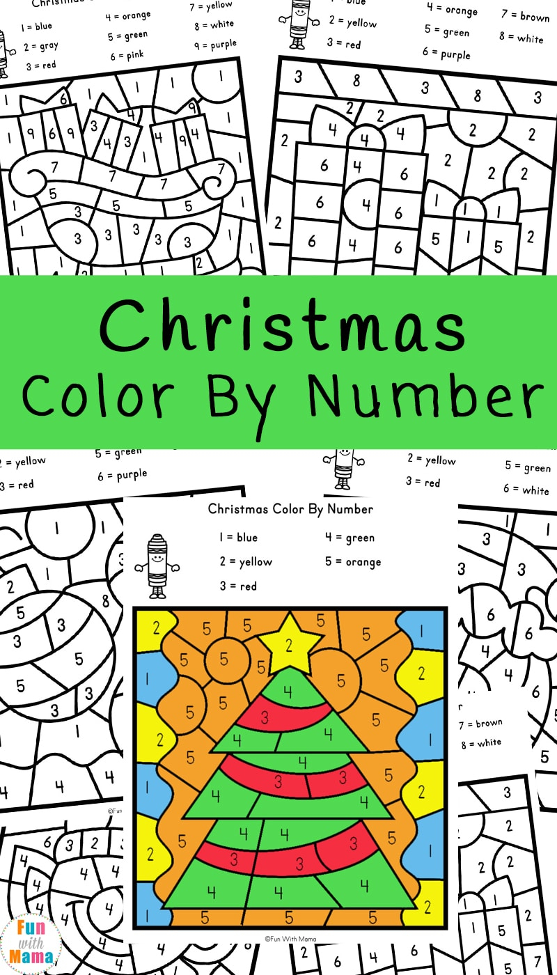 Christmas Colornumber Worksheets - Fun With Mama