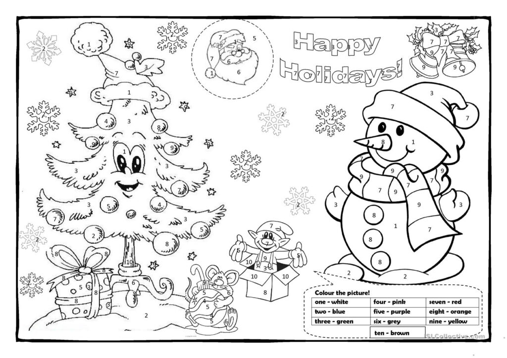 Christmas Colouring 1!   English Esl Worksheets For Distance