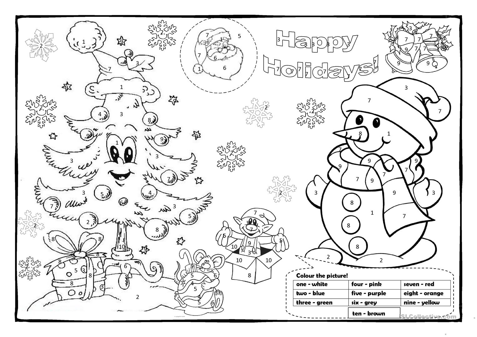 Christmas Colouring 1! - English Esl Worksheets For Distance