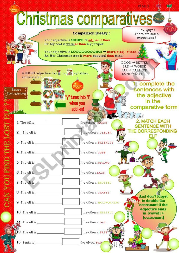 Christmas Comparatives 1   With Key   Esl Worksheetfirstime