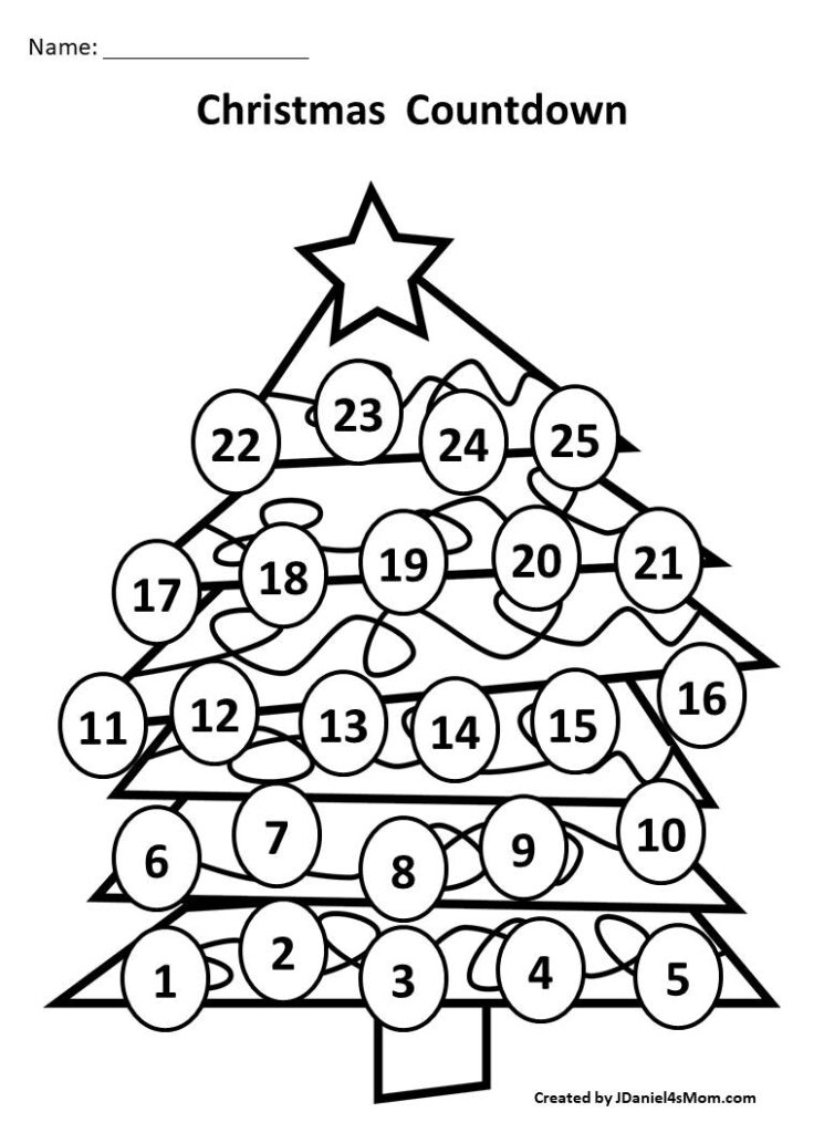 Christmas Countdown Calendar And Learning Activity