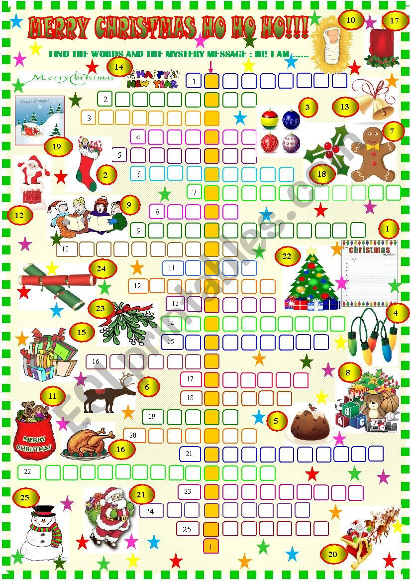 Christmas Crossword Puzzle - Esl Worksheetspied-D-Aignel
