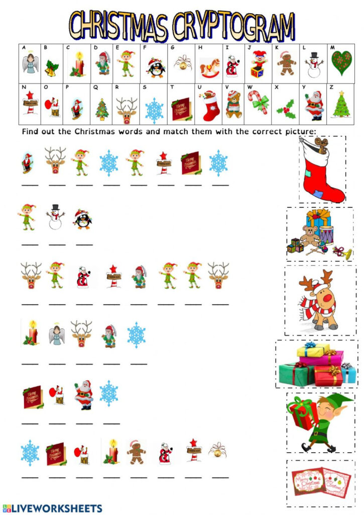 Christmas Cryptogram Worksheet