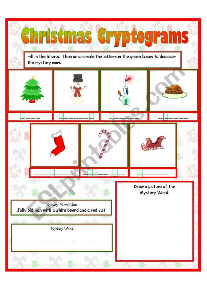 Christmas Cryptograms   Esl Worksheetanna P