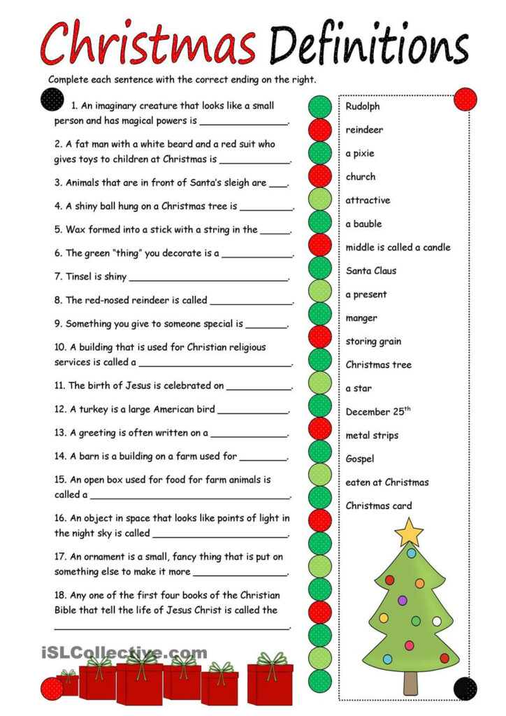 Christmas Definitions (Key Included) | Christmas Definition