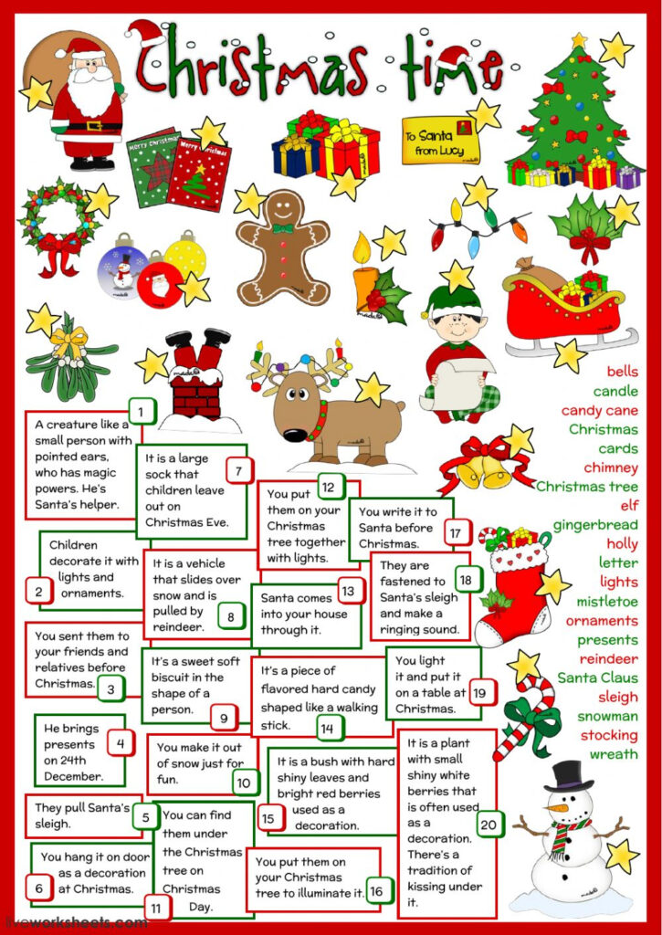 Christmas   Definitions Worksheet