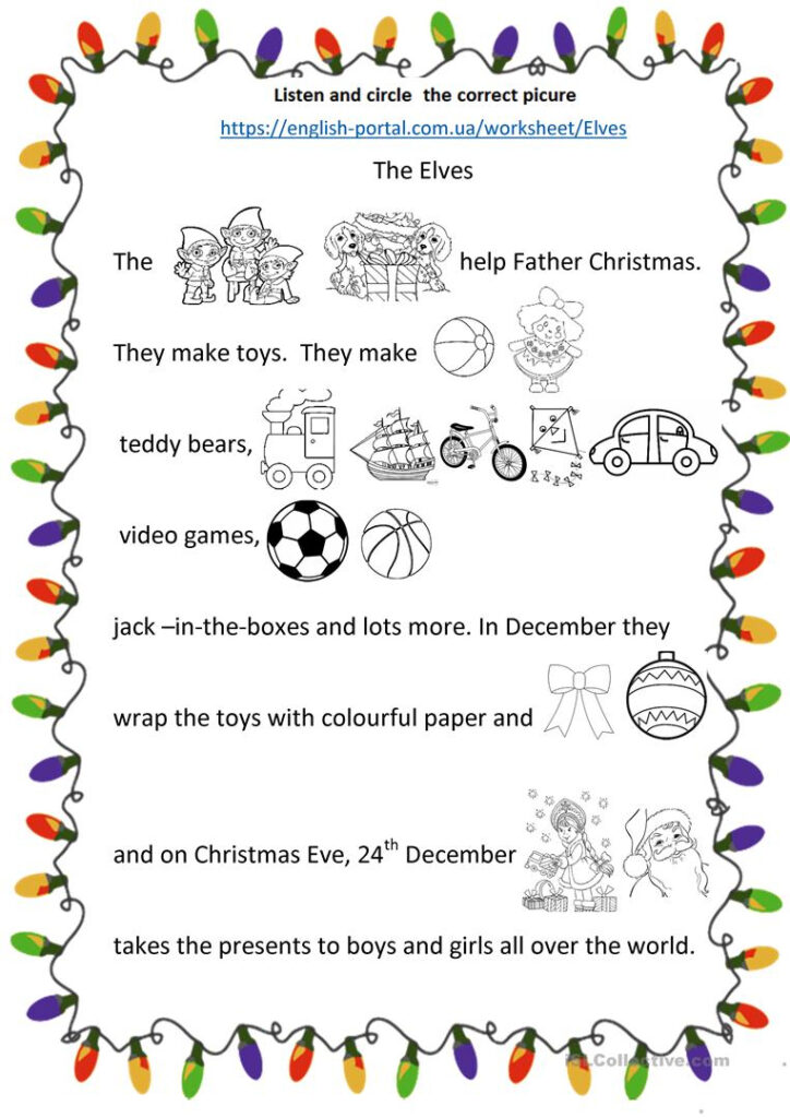 Christmas Elves. Listening And Reading   English Esl