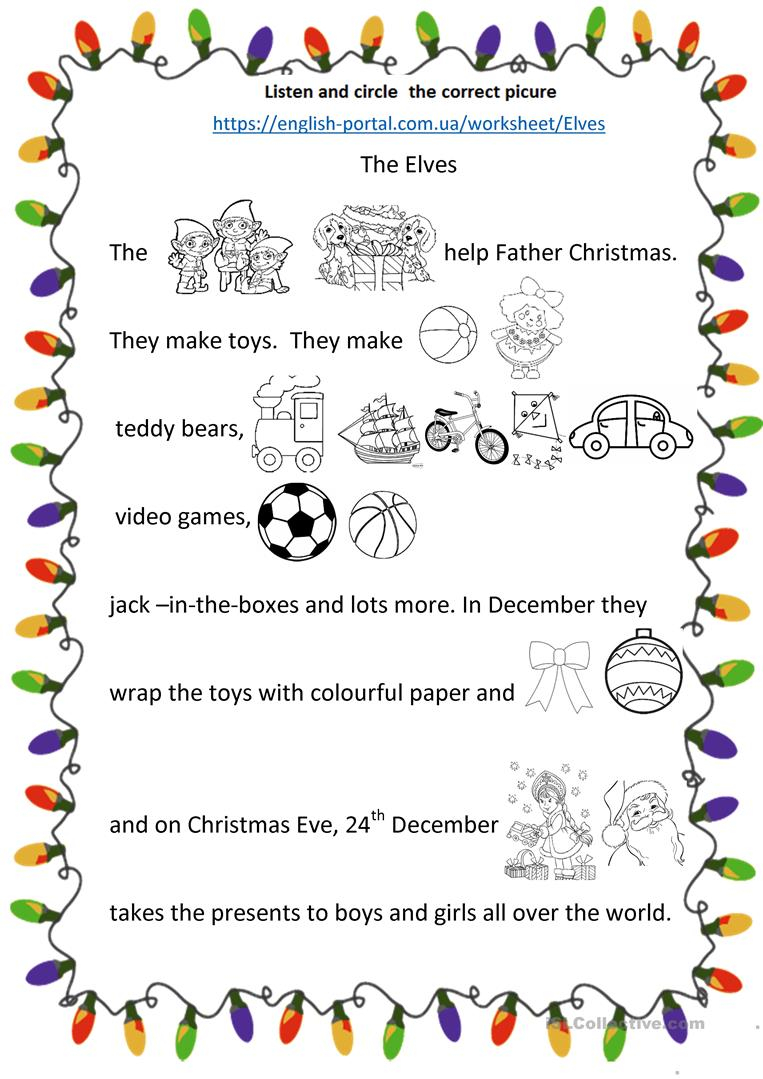 Christmas Elves. Listening And Reading - English Esl