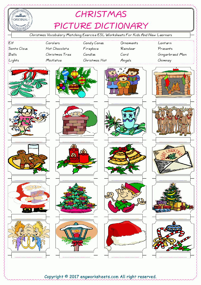 Christmas Esl Printable English Vocabulary Worksheets