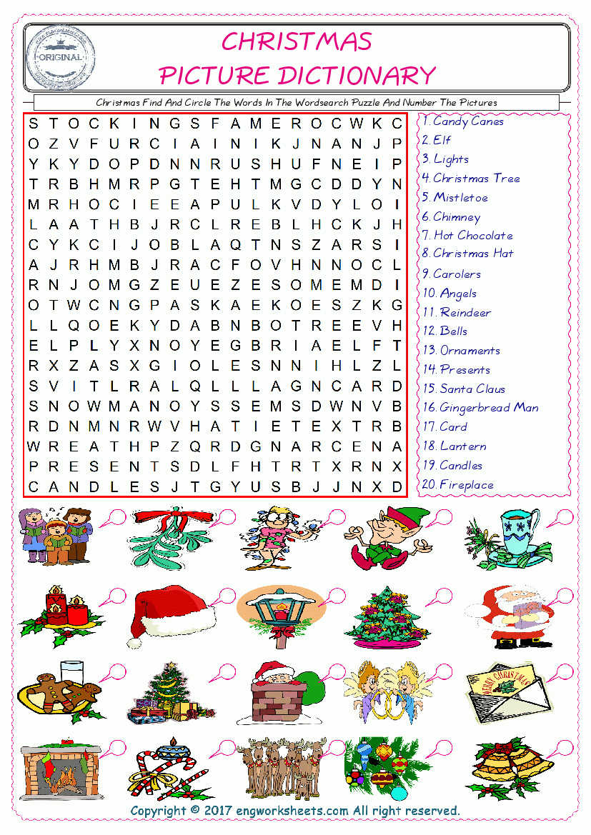 Christmas Esl Printable Picture English Dictionary