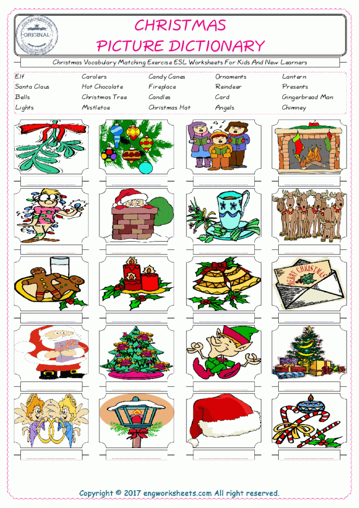 Christmas Esl Printable Picture English Dictionary