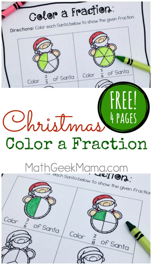 Christmas Fraction Worksheets For 3 5 Grade {Free}