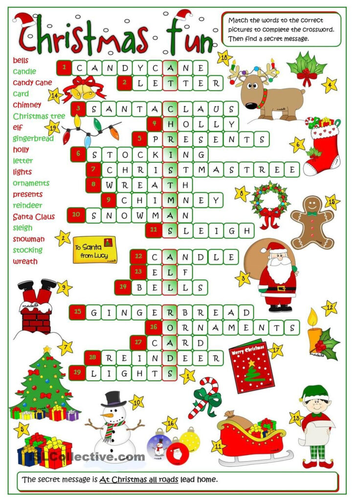 Christmas Fun   Crossword | Christmas Worksheets, Christmas