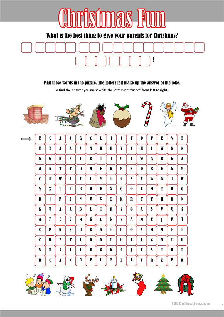 Christmas Fun With A Hidden Message - English Esl Worksheets