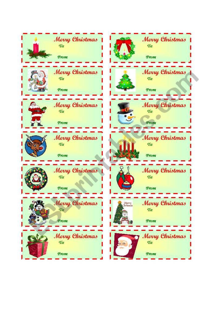 Christmas Gift Tags (To / From )   Esl Worksheetcharmed One